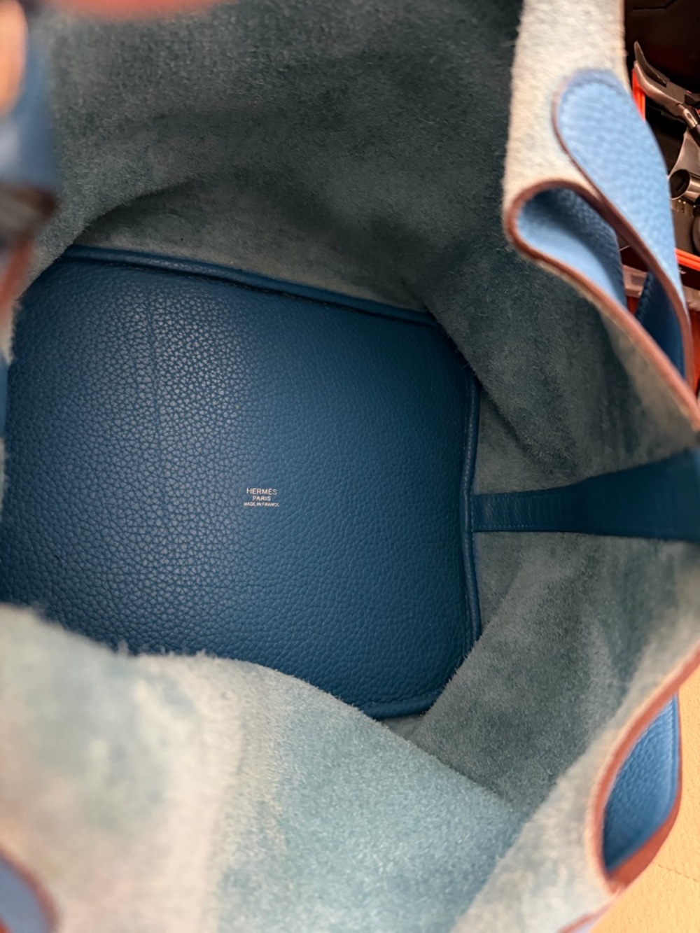 Pre-Owned Hermes GM Picotin Lock Bag Blue Clemence - Picture 5 of 15